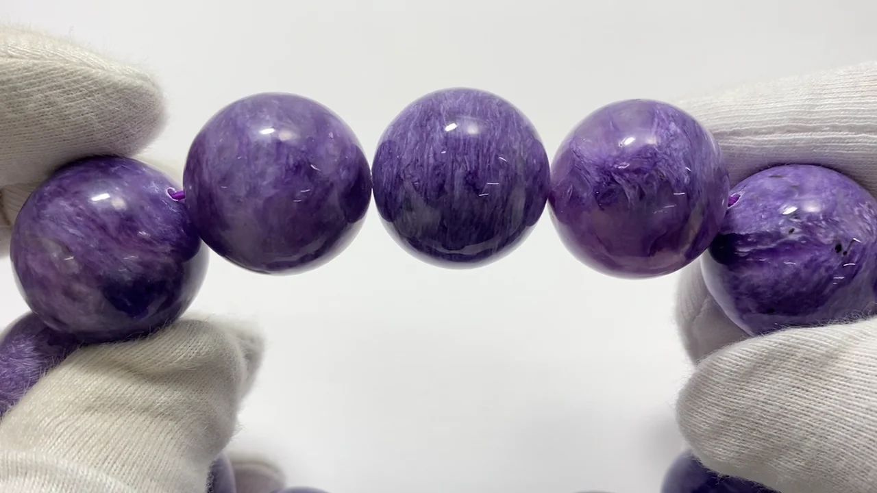 動画】【1点もの】チャロアイトAAA ラウンド20mm 1連(ブレス) NO.1