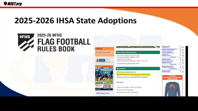 IHSA 2025 Flag Football Clinic State Adoptions and Video Play Review