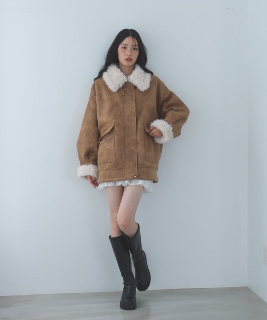 今季No.1！愛されアウター】ファーカラーBIGムートンジャケット