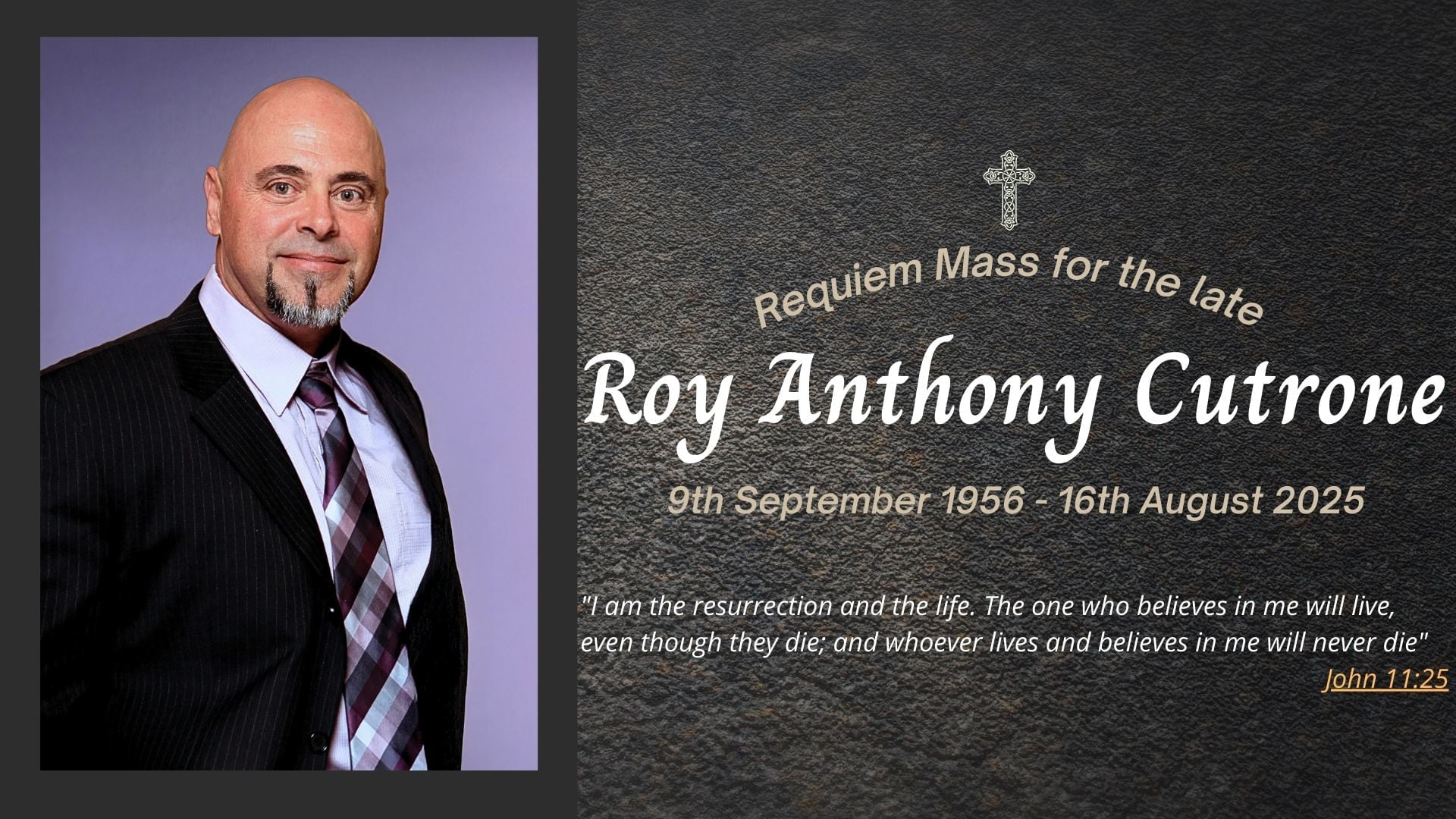Funeral livestream of the late Roy Anthony Cutrone