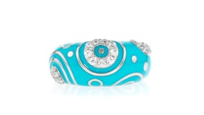 Belle Etoile Galaxy .30 ct. t.w. CZ Ring with Turquoise Enamel in Sterling Silver