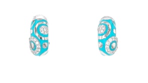 Belle Etoile Galaxy .40 ct. t.w. CZ and Turquoise Enamel Hoop Earrings in Sterling Silver