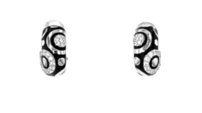 Belle Etoile Galaxy .40 ct. t.w. CZ and Black Enamel Hoop Earrings in Sterling Silver