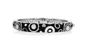 Belle Etoile Galaxy 1.00 ct. t.w. CZ and Black Enamel Bangle Bracelet in Sterling Silver