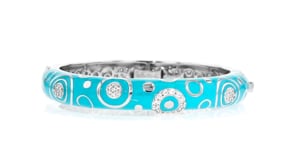 Belle Etoile Galaxy 1.00 ct. t.w. CZ and Turquoise Enamel Bangle Bracelet in Sterling Silver