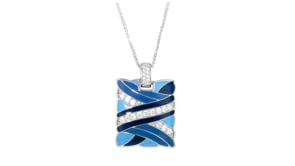 Belle Etoile Capri .70 ct. t.w. CZ and Tonal Blue Enamel Pendant in Sterling Silver