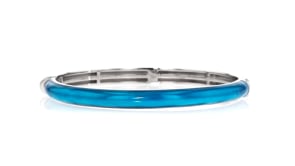 Belle Etoile Pure Blue Enamel Bangle Bracelet in Sterling Silver