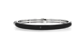 Belle Etoile Pure Black Enamel Bangle Bracelet in Sterling Silver