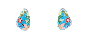 Belle Etoile Flutterby Multicolored Enamel Hoop Earrings with CZs in Sterling Silver