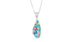 Belle Etoile Flutterby Multicolored Enamel and .10 ct. t.w. CZ Pendant in Sterling Silver