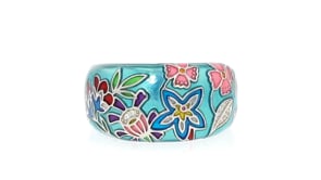 Belle Etoile Fleurette Multicolored Enamel Ring with CZs in Sterling Silver