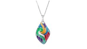 Belle Etoile Aerie Multicolored Enamel and .10 ct. t.w. CZ Pendant in Sterling Silver