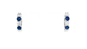 .80 ct. t.w. Sapphire and 1.00 ct. t.w. Lab-Grown Diamond Hoop Earrings in 14kt White Gold