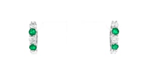 .60 ct. t.w. Emerald and 1.00 ct. t.w. Lab-Grown Diamond Hoop Earrings in 14kt White Gold