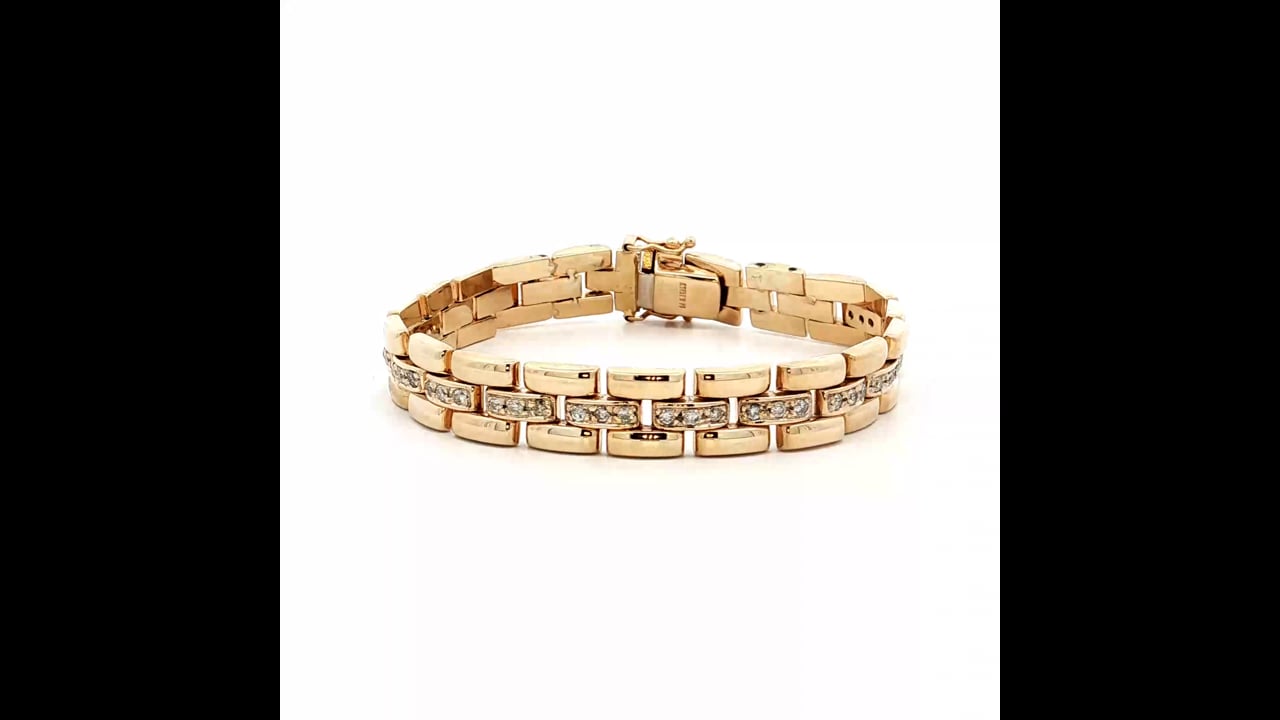 72 Diamond Panther Link Bracelet in 14k Yellow Gold – Filigree