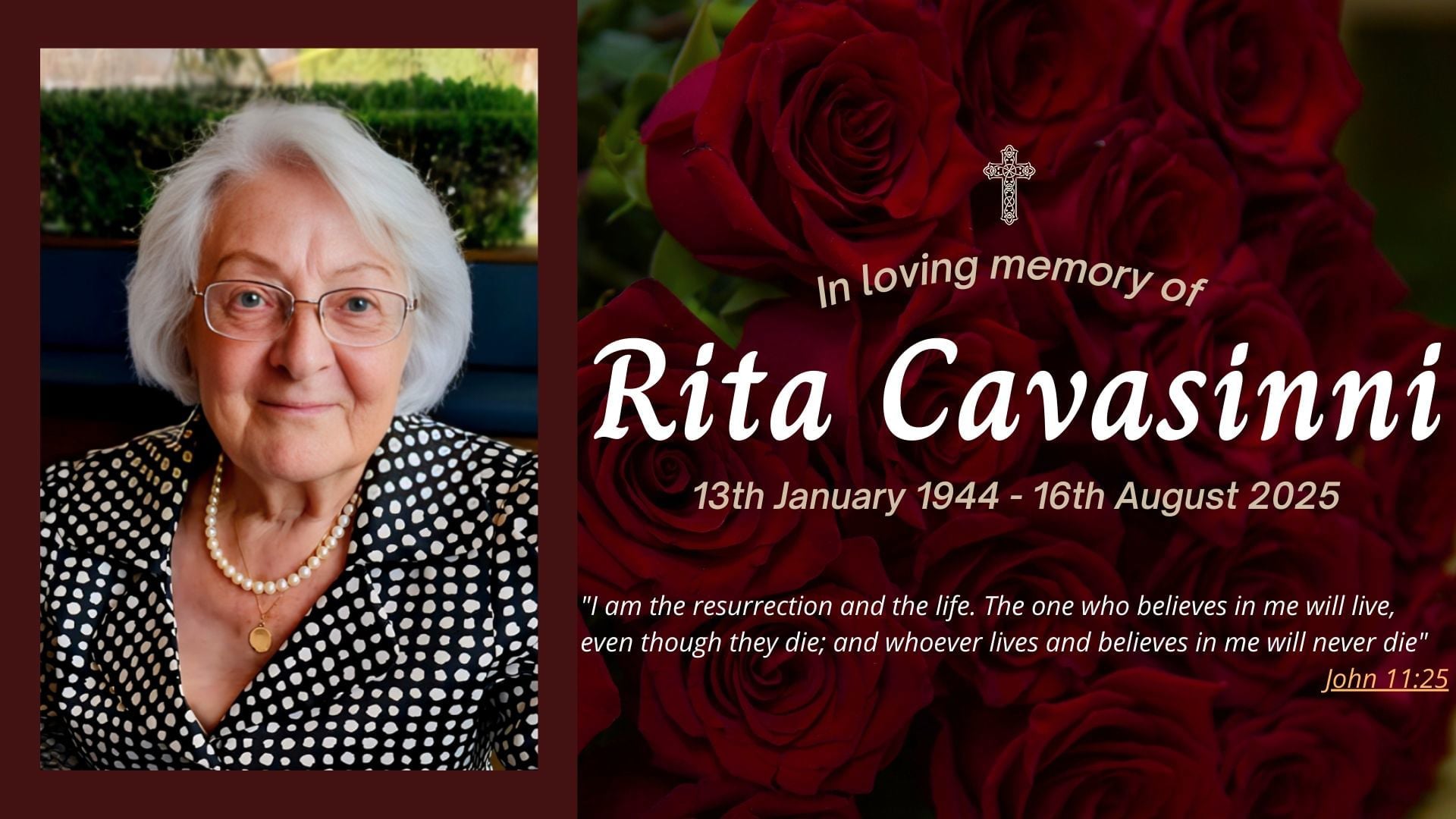 Funeral livestream of the late Rita Cavasinni