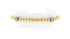.25 ct. t.w. Lab-Grown Diamond and 4mm 18kt Gold Vermeil Bead Stretch Bracelet