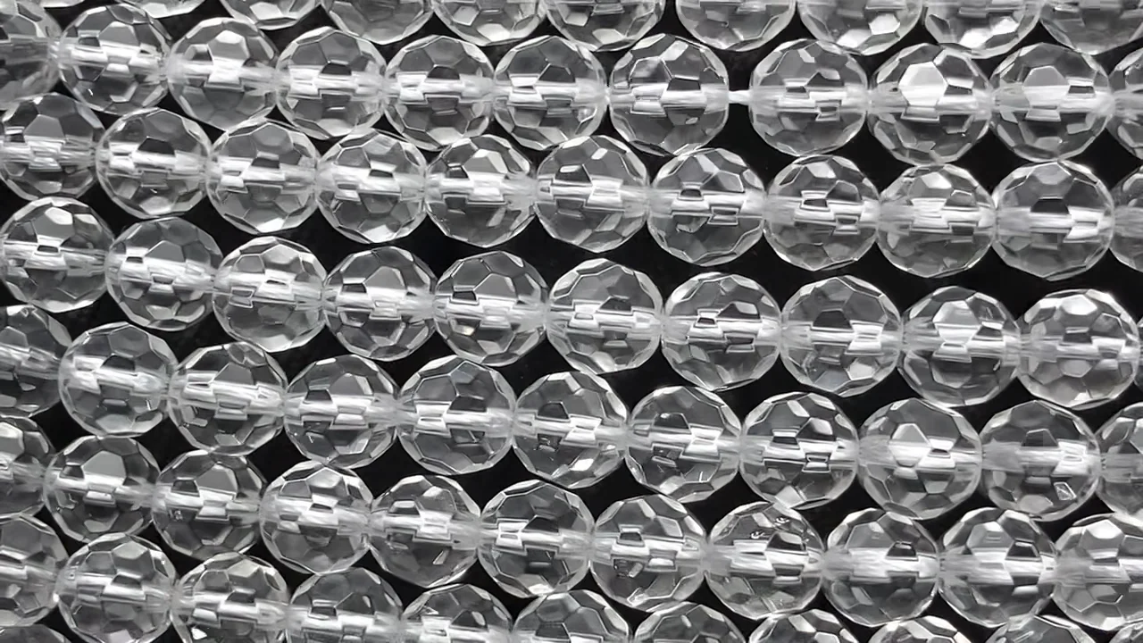 クリスタル 32面ラウンドカット8mm 1連｜天然石ビーズの卸問屋・通販
