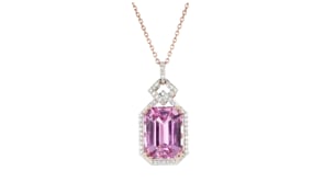 18.00 Carat Kunzite Pendant Necklace with .56 ct. t.w. Diamonds in 14kt Rose Gold