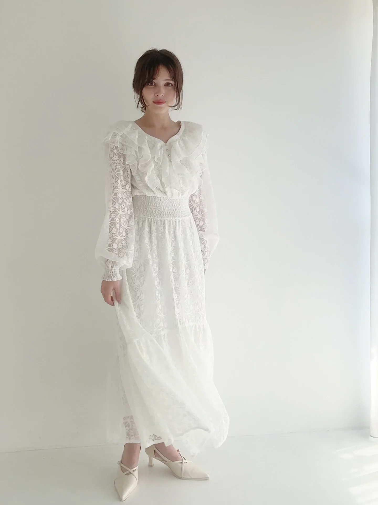 dazzlin バックリボンレースフリルワンピース dazzlin（ダズリン）の「バックリボンレースフリルワンピース