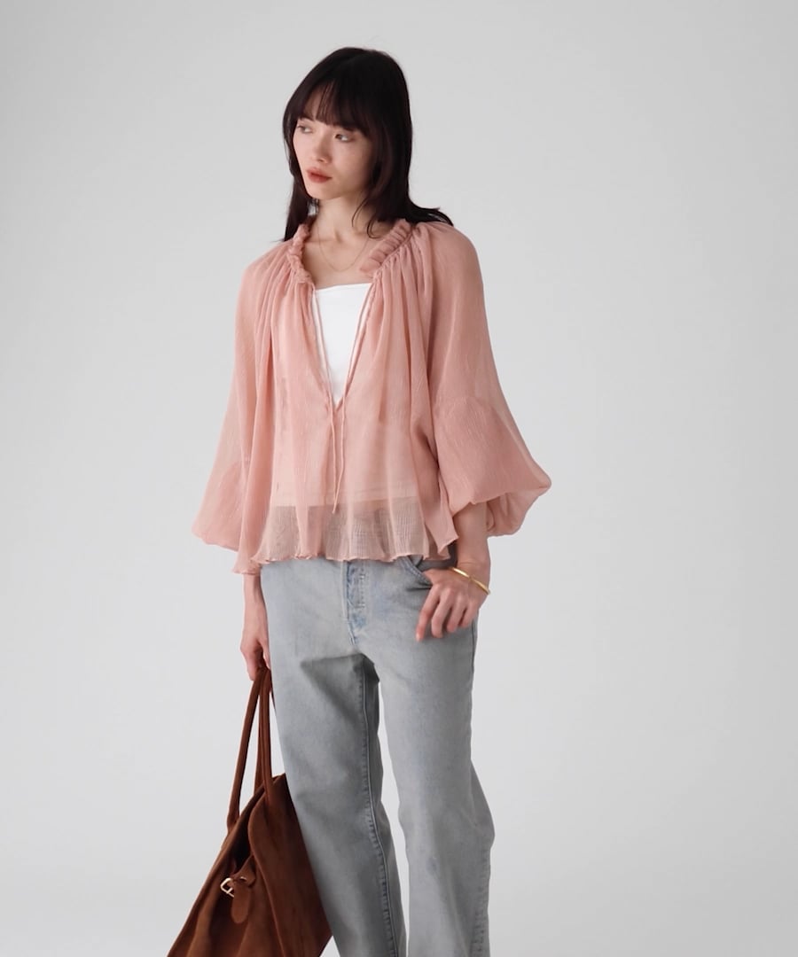 BABYLONE 2WAYオーガンジーブラウス　バーガンディ BABYLONE（バビロン） ブラウス シャツ 2WAYオーガンジーブラウス