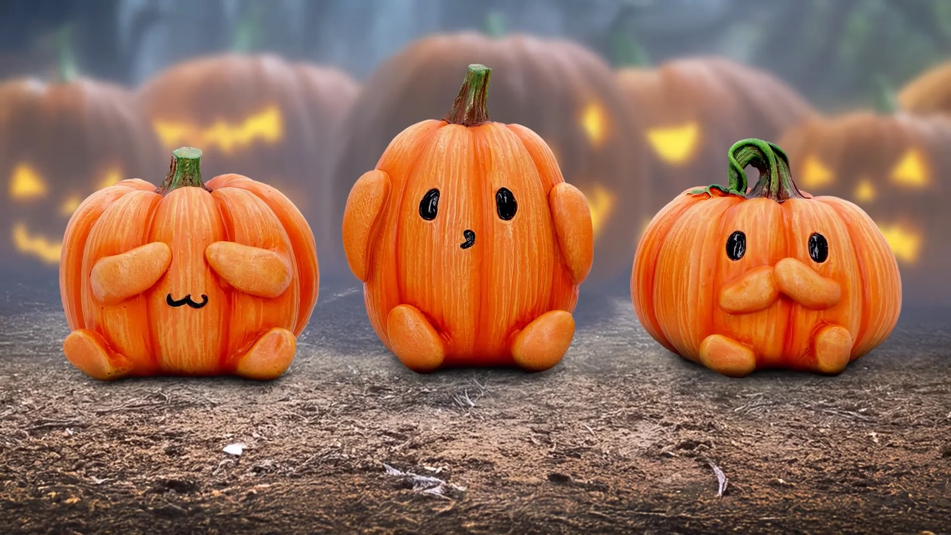 Three Wise Pumpkins 8cm