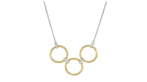 Charles Garnier Flourish .10 ct. t.w. CZ Circle Trio Necklace in Sterling Silver and 18kt Gold Over Sterling