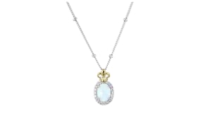 Charles Garnier LOpal Lab-Grown Opal Necklace with .10 ct. t.w. CZs in Sterling Silver and 18kt Gold Over Sterling