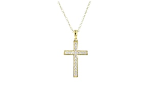 Charles Garnier Grace .50 ct. t.w. CZ Cross Pendant Necklace in 18kt Gold Over Sterling