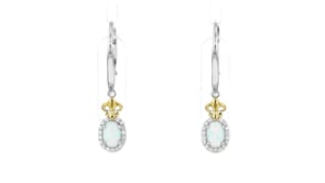 Charles Garnier LOpal Lab-Grown Opal Drop Earrings with .10 ct. t.w. CZs in Sterling Silver and 18kt Gold Over Sterling