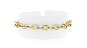 Charles Garnier Elise 2.10 ct. t.w. CZ-Link Bracelet in Sterling Silver and 18kt Gold Over Sterling