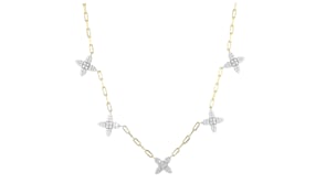 Charles Garnier Flora 1.20 ct. t.w. CZ Flower Station Necklace in 18kt Gold Over Sterling with Sterling Silver