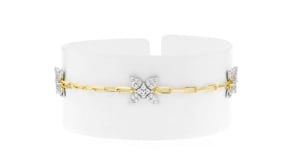 Charles Garnier Flora .70 ct. t.w. CZ Flower Station Bracelet in 18kt Gold Over Sterling with Sterling Silver