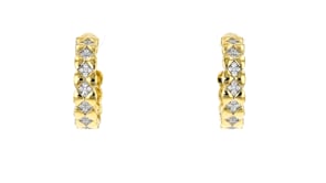 Charles Garnier Quilted .70 ct. t.w. CZ Hoop Earrings in 18kt Gold Over Sterling