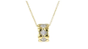 Charles Garnier Quilted .20 ct. t.w. CZ Pendant Necklace in 18kt Gold Over Sterling