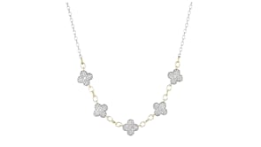 Charles Garnier Trefle .80 ct. t.w. CZ Clover Station Necklace in Sterling Silver with 18kt Gold Over Sterling