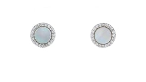 Mother-of-Pearl and .30 ct. t.w. CZ Earrings in Sterling Silver