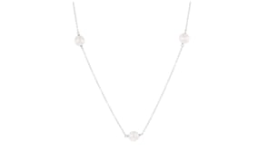 7-7.5mm Cultured Pearl Jewelry Set: Stud Earrings and Station Necklace in Sterling Silver