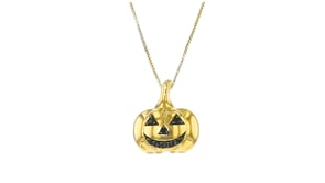.15 ct. t.w. Black Diamond Jack-O-Lantern Pendant Necklace in 18kt Gold Over Sterling