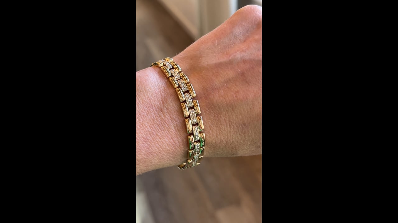 72 Diamond Panther Link Bracelet in 14k Yellow Gold – Filigree