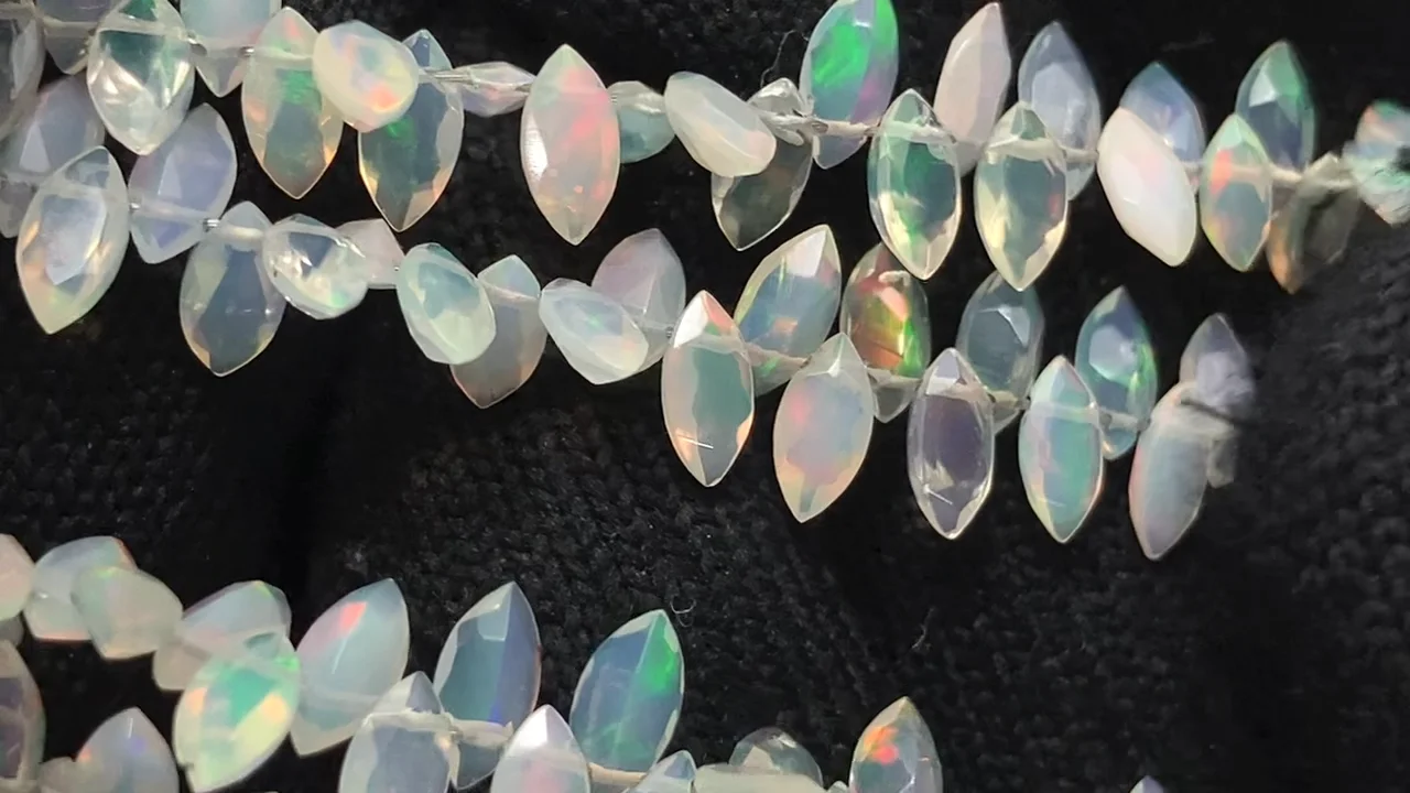 動画】宝石質エチオピア産オパールAAA- マーキスファセットカット6×3mm