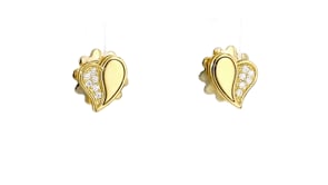 Roberto Coin Amorino Diamond Heart Earrings in 18kt Yellow Gold