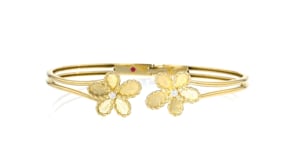 Roberto Coin Jasmine 18kt Yellow Gold Flower Cuff Bracelet with Diamonds