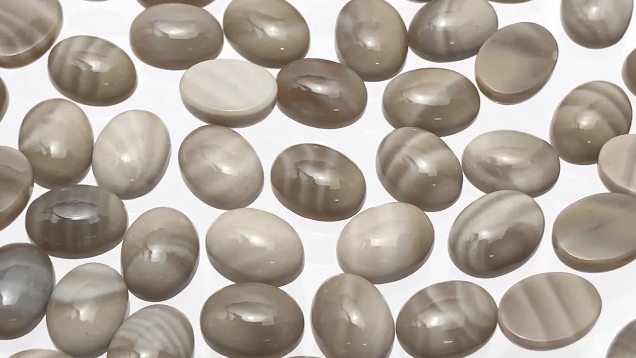 動画】フリントストーン オーバル カボション8×6mm 3個 - 天然石ビーズ