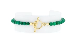 9.50 ct. t.w. Emerald Bead Charm-Compatible Toggle Bracelet in 18kt Gold Over Sterling