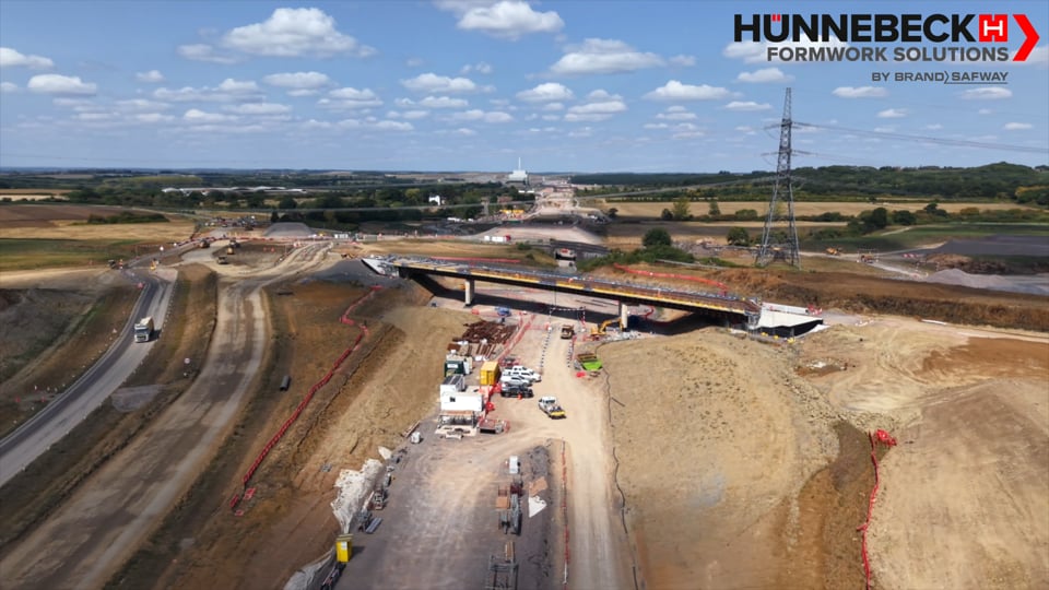 GVC-certified drone filming construction site for infrastructure project in regulated environment