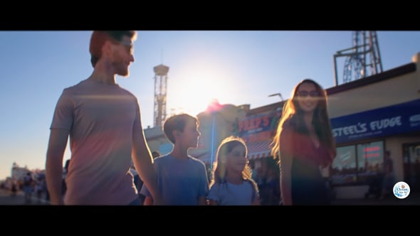 Family on boardwalk