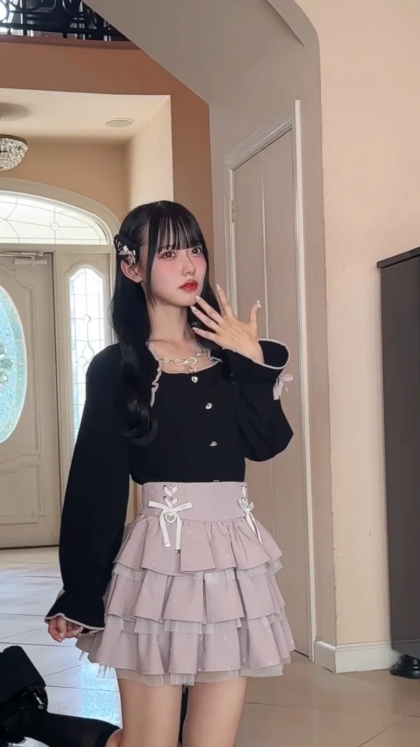 00s coquette ダークコア チェック リボン フリル カットソー ❁⃘00s coquette ダークコア グレーカットソー 00s coquette