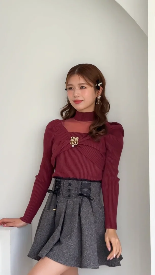 ルーレット ロリポップタウルスコーデ ☆最終値下げ シアーデコルテツイストリボンニット | Rlab store