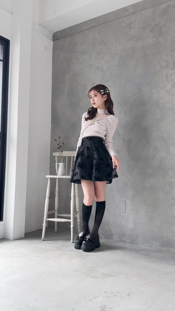 フロッキーフラワーミニスカート | Rlab store